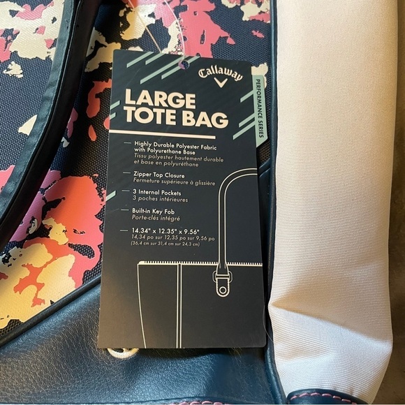 Callaway Large Ladies Tote Bag NWT-Zipper top Closure-3 Internal Pockets-Key Fob - Picture 8 of 11